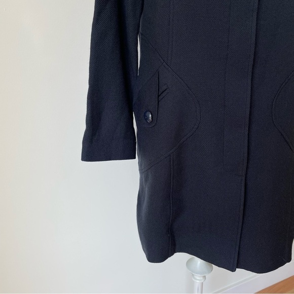 Anthropologie Twinkle by Wenlan 100% Wool Blue Stand Collar Over Coat EUC Size 2 - Picture 6 of 10